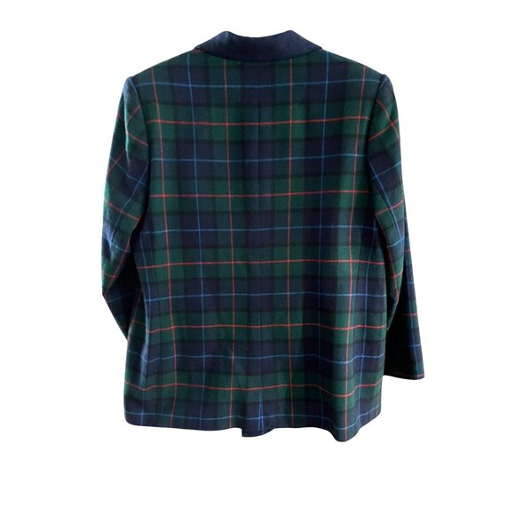EUC Vintage Le Suit Tartan Plaid Double-Breasted Blazer Wool Blend Womens - Picture 2 of 7